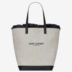 Saint Laurent Teddy Shopping Bag In Linen Canvas  TDBS28786