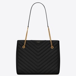 Saint Laurent Tribeca Small Shopping Bag In Black Grained Leather TDBS28788