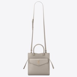 Saint Laurent Uptown Small Tote In Blanc Smooth Leather TDBS28836