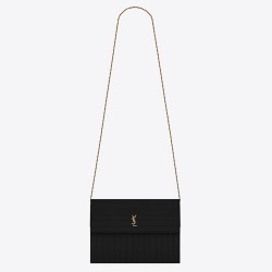 Saint Laurent Victoire Chain Bag In Black Crinkled Leather TDBS28590