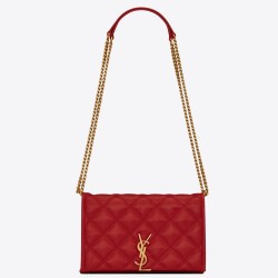 Saint Laurent WOC Becky Chain Wallet In Red Lambskin TDBS28874