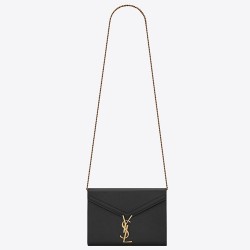 Saint Laurent WOC Cassandra Chain Wallet In Black Leather TDBS28876