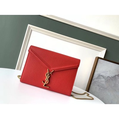 Saint Laurent WOC Cassandra Chain Wallet In Red Leather TDBS28877