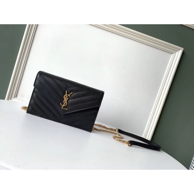 Saint Laurent WOC Envelope Chain Wallet In Black Leather TDBS28880