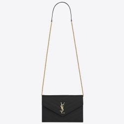 Saint Laurent WOC Envelope Chain Wallet In Black Leather TDBS28880