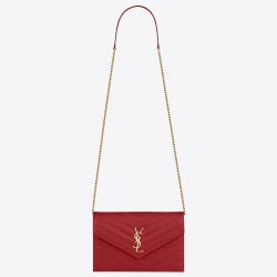 Saint Laurent WOC Envelope Chain Wallet In Red Leather TDBS28881