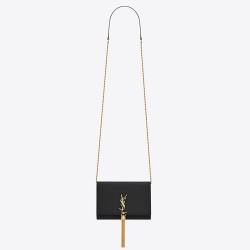 Saint Laurent WOC Kate Tassel Chain Wallet In Black Calfskin TDBS28882