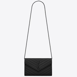 Saint Laurent WOC Monogram Chain Wallet All Black TDBS28883