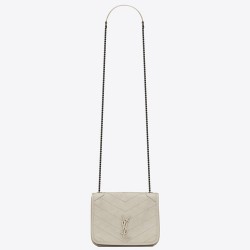 Saint Laurent WOC Niki Chain Wallet In White Crinkled Leather TDBS28890