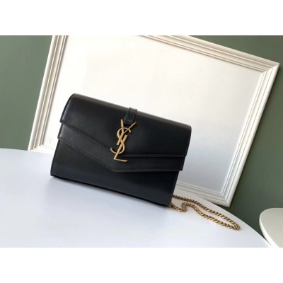 Saint Laurent WOC Sulpice Chain Wallet In Black Calfskin TDBS28891