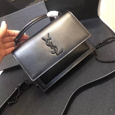 Saint Laurent WOC Sunset Chain Wallet All Black TDBS28892