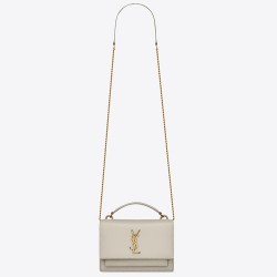 Saint Laurent WOC Sunset Chain Wallet In White Calfskin TDBS28897