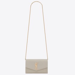 Saint Laurent WOC Uptown Chain Wallet In White Leather TDBS28899