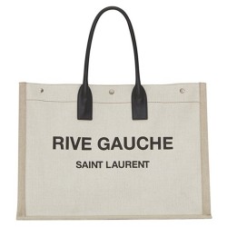 Saint Laurent White Linen Rive Gauche Tote Bag TDBS28837